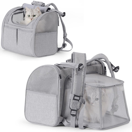 FUKUMARU Cat Backpack, Expandable, Grey